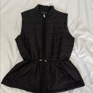 Black Marc New York Puffer Vest with Gold Accents